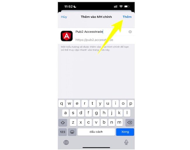 Đăng nhập Accesstrade ra màn hình chính iPhone