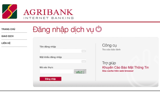 Lỗi không đăng nhập được Agribank
