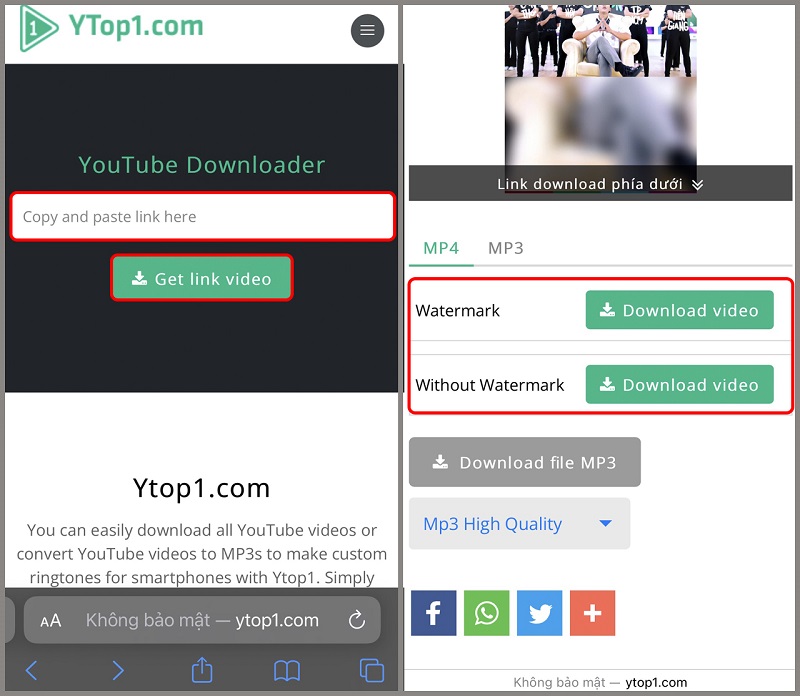 Hướng dẫn cách tải video tiktok không logo trên iPhone với Ytop1.com
